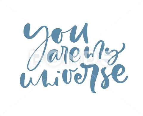 You are my Universe hand drawn lettering text and comet. Motivation and Stock Illustrationen