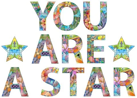 YOU ARE A STAR. Vector decorative zentangle object Illustrazione stock