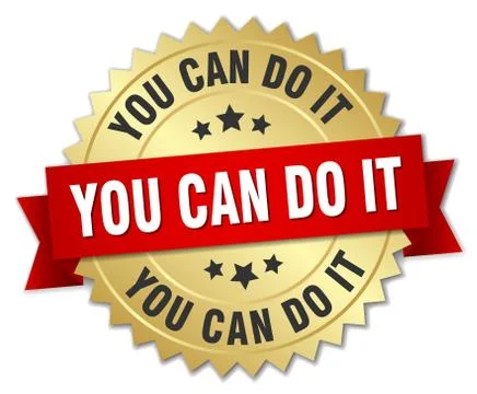 You can do it 3d gold badge with red ribbon Ilustración de archivo