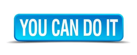 You can do it blue 3d realistic square isolated button Ilustración de archivo