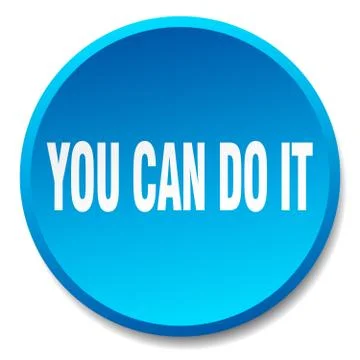 You can do it blue round flat isolated push button Ilustración de archivo