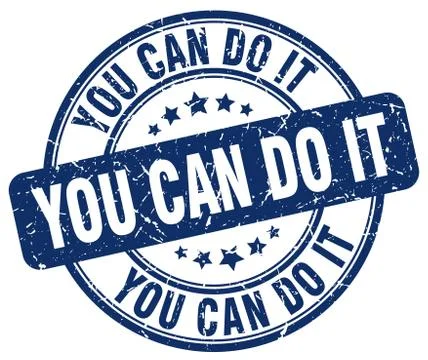 You can do it blue grunge round vintage rubber stamp Ilustración de archivo