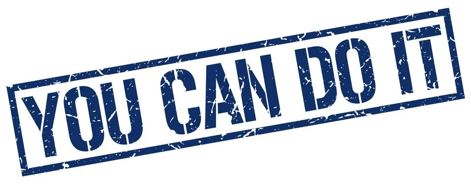 You can do it blue grunge square vintage rubber stamp Ilustración de archivo