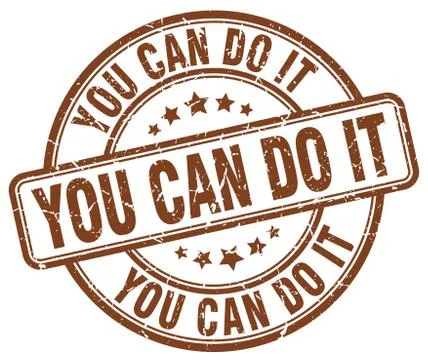 You can do it brown grunge round vintage rubber stamp Ilustración de archivo