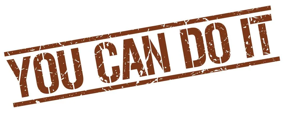 You can do it brown grunge square vintage rubber stamp Ilustración de archivo
