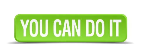You can do it green 3d realistic square isolated button Ilustración de archivo