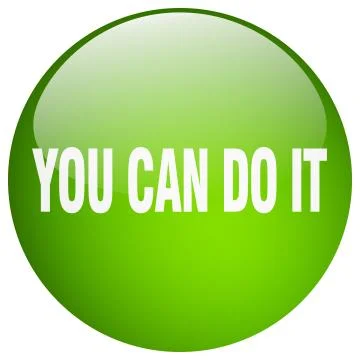 You can do it green round gel isolated push button Ilustración de archivo