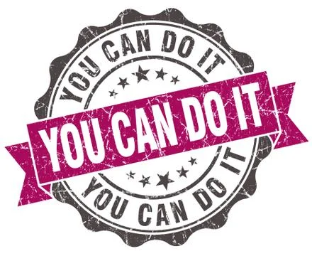 You can do it grunge violet seal isolated on white Ilustración de archivo