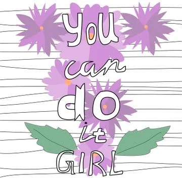 You Can Do It - hand drawn lettering quote. Ilustración de archivo