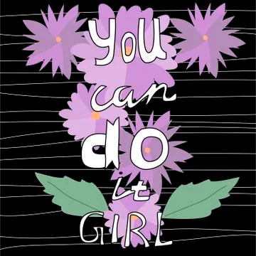 You Can Do It - hand drawn lettering quote. Ilustración de archivo