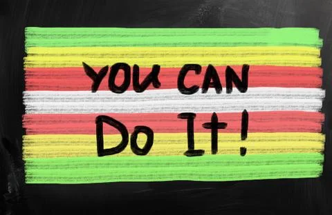 "you can do it" handwritten with white chalk on a blackboard Ilustración de archivo