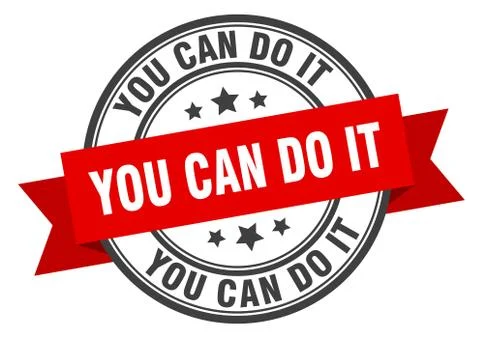You can do it label. you can do it red band sign. you can do it Ilustración de archivo