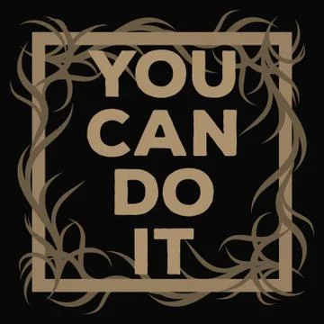 You Can Do It motivation square acrylic stroke poster. Text lettering of an i Ilustración de archivo
