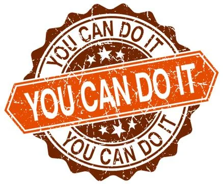 You can do it orange round grunge stamp on white Ilustración de archivo