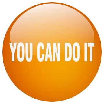 You can do it orange round gel isolated push button Ilustración de archivo