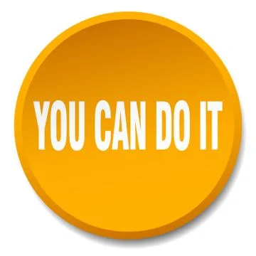 You can do it orange round flat isolated push button Ilustración de archivo