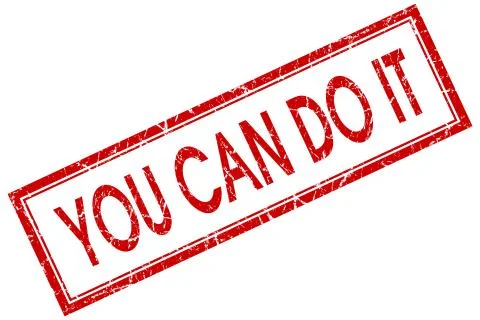 You can do it red square grungy stamp isolated on white background Ilustración de archivo