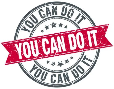 You can do it red round grunge vintage ribbon stamp Ilustración de archivo