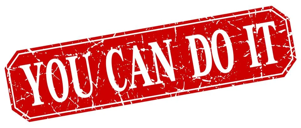 You can do it red square vintage grunge isolated sign Ilustración de archivo