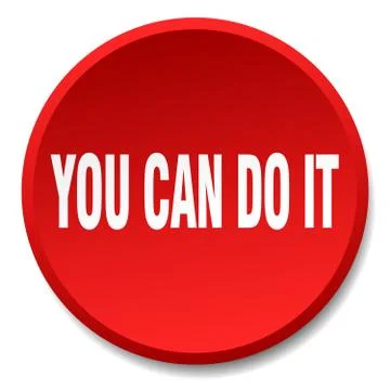 You can do it red round flat isolated push button Ilustración de archivo