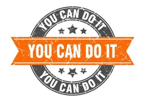 You can do it round stamp with orange ribbon. you can do it Ilustración de archivo