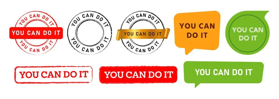 You can do it stamp and speech bubble labels ticker sign for motivation Stock Illustration