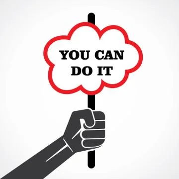 You can do it word banner hold in hand stock vector Ilustración de archivo