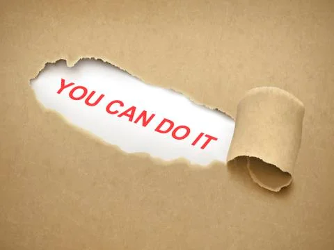 You can do it words behind torn paper Ilustración de archivo