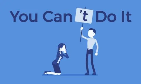 You can not do it poster, man and woman Ilustración de archivo