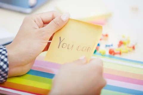 You can text on adhesive note Stock Photos