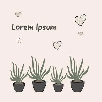 You can write text, flower pots, cute poster Stock Illustration