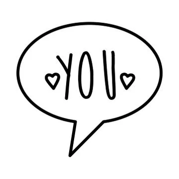 You in communication bubble sticker and line style icon vector design Ilustração Stock