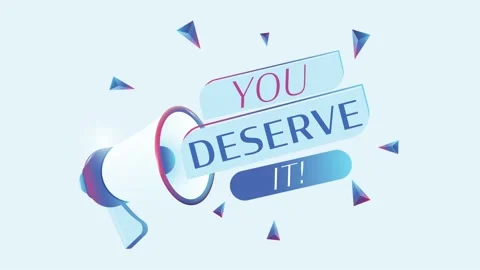 You deserve it text with 3d realistic megaphone animation. Megaphone sign banner Stock Footage 226814619