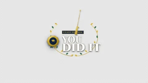 You did it 2024 graduation celebration design with clock and laurel Stock Footage 344559696