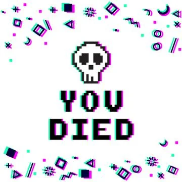 You died pixel glitch 库存插图