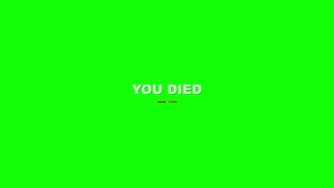 You Died Video Game Over Text with Glitch Effect on Green Screen 動画素材 343906103