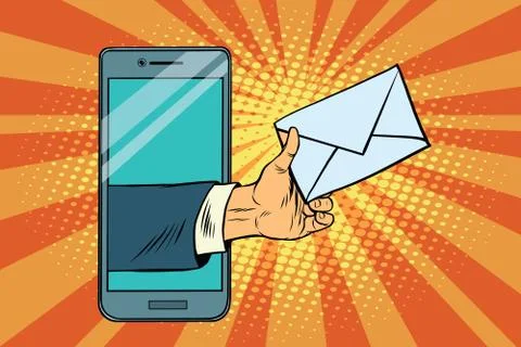 You email or a message in smartphone Stock Illustration
