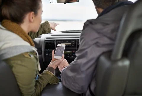 You got those coordinates on your phone Stock Photos