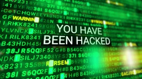 You Have Been Hacked - Code Animation - Green - 3D Transparent Background Stock Footage 88676638