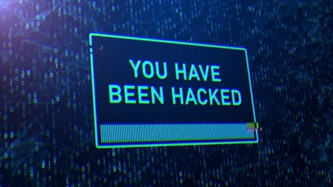 You have been hacked computer error warning message with glitch and noise text Stock Footage 196934890