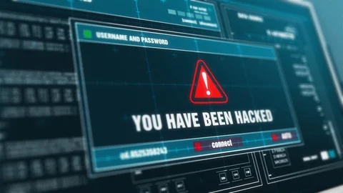 You Have Been Hacked Warning System Security Alert error on Computer Screen. Stock Footage 88296994