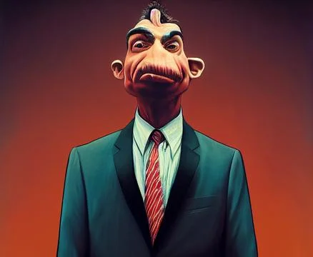 You have a very strange boss. Portrait of a crazy monster businessman. Stock Illustration