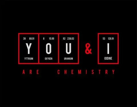 You &amp; I - Periodic Table of Elements on black background in vector illustrati 스톡 일러스트