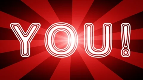 You! icon in red abstract background with rays. Stock Footage 113690064