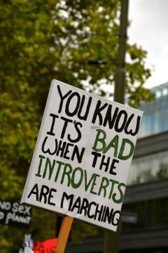 You know it's bad when the introverts are marching Foto stock