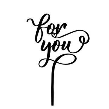 For you lettering vector cake topper, Template for laser or milling cut, scra Stock Illustration