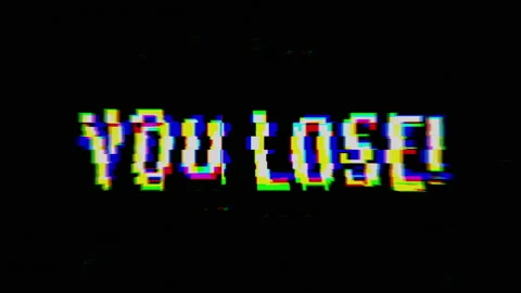 You Lose glitch text effect animation on a black pixelated background. Stock Footage 207840381