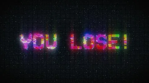 YOU LOSE! text with glitch background concept for video games screen 스톡 일러스트