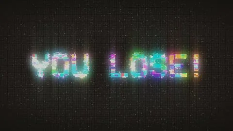 YOU LOSE! text with glitch background concept for video games screen 스톡 일러스트