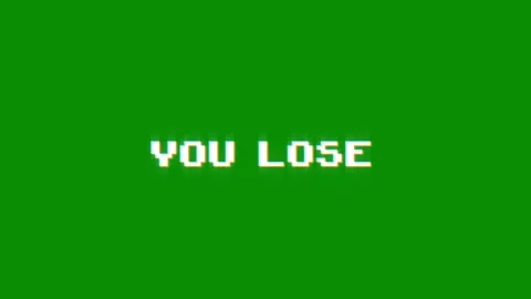 You lose text glitch screen effect looped animation title video game Stock Footage 313020951